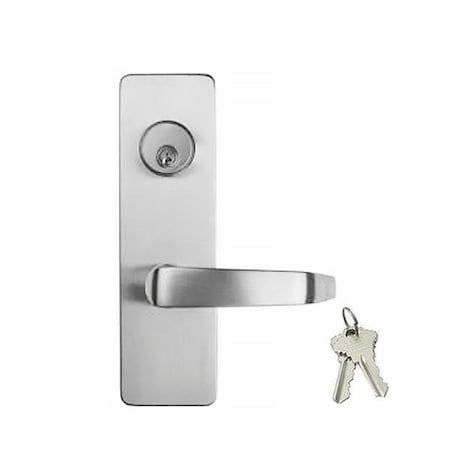 Kenaurd Kenaurd: Trim Lever Handle w/ Cylinder & Plate LOCKSET for Exit Devices / 26D / SC Keyway KED-FLT-26D